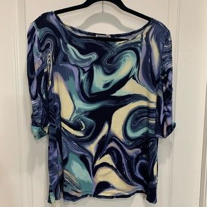 Cha Cha Vente 2X Blue Swirl Blouse